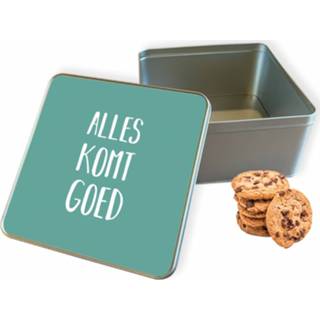 Koektrommel grijs vierkant Alles Komt Goed woon accessoires - Bewaarblik 20x20x10 cm 8720329173354