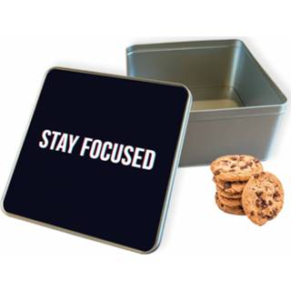 Koektrommel zwart vierkant Stay Focused woon accessoires - Bewaarblik 20x20x10 cm 8720329173422