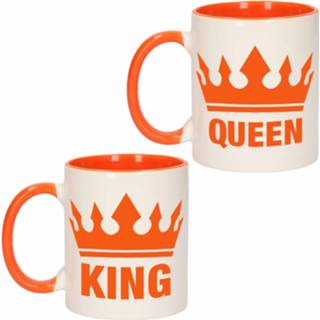 👉 Mok oranje volwassenen Cadeauset van King en Queen mokken/bekers 300 ML