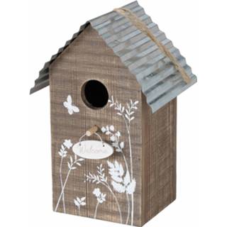 👉 Vogelhuisje bruin hout Vogelhuisje/nestkastjes Welcome 22 cm