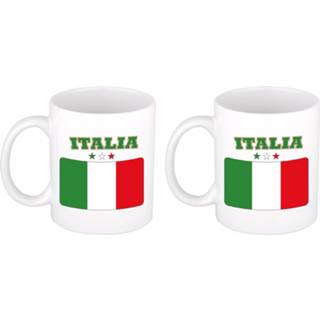 👉 Mok Set van 2x stuks mokken Italiaanse vlag 300 Ml