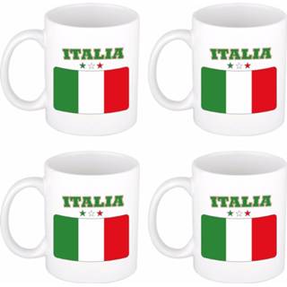 👉 Mok Set van 4x stuks mokken Italiaanse vlag 300 Ml