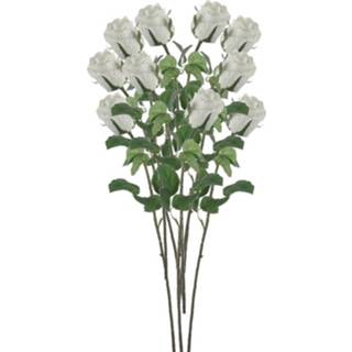 👉 Kunstbloem witte 10x stuks roos/rozen kunstbloemen 69 cm