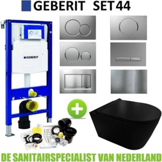 👉 Toiletset zwart Geberit UP320 set44 Civita Black Rimless Mat Met Sigma Drukplaat - 01 8719304450757
