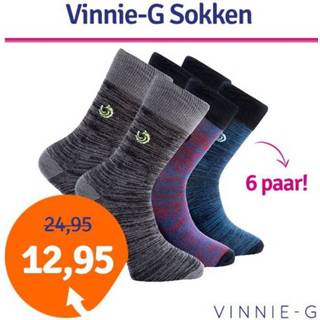 👉 Sokken katoen mannen donkerblauw Vinnie-G 6-pack heren hoog-35-38