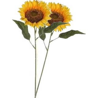 👉 Zonnebloem gele 2x stuks zonnebloemen kunstbloemen 70 cm