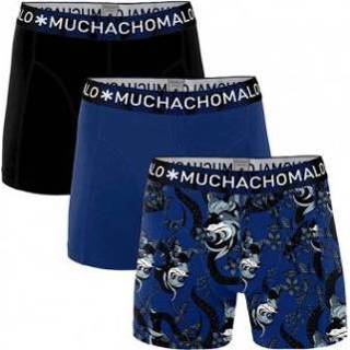 👉 Boxershort blauw zwart Muchachomalo Boxershorts Voxho Print/Blue/Black 3-pack