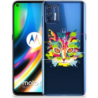 👉 Telefoonhoes Motorola Moto G9 Plus Telefoonhoesje met Naam Cat Color 8720215656299