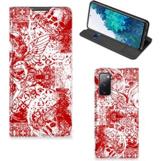 👉 Rood Mobiel BookCase Samsung Galaxy S20 FE Angel Skull 8720215435191