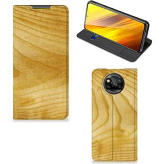 👉 Portemonnee hout Xiaomi Poco X3 Book Wallet Case Licht 8720215754797