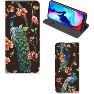 👉 Motorola Moto G9 Play Hoesje maken Pauw met Bloemen 8720215993820