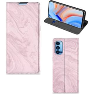 👉 Standcase roze OPPO Reno4 Pro 5G Marble Pink - Origineel Cadeau Vriendin 8720215045499