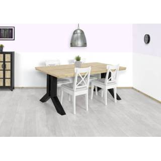 👉 Steigerhouten tafel steigerhout Custom Made beige Filer met schuin uiteenlopende poten