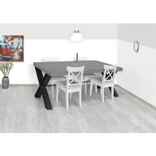 👉 Eettafel beton cire Custom Made grijs Betonlook Anda met kruispoten