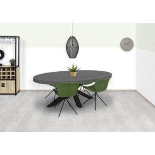 👉 Eettafel beton cire Custom Made grijs Betonlook ovaal Datil met matrixpoot