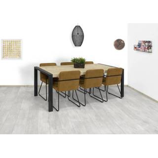 👉 Steigerhouten tafel steigerhout Custom Made beige Anvik met N poten