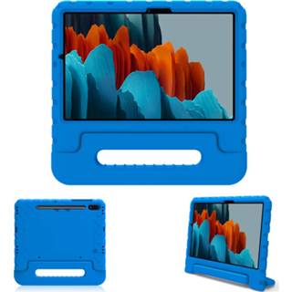 👉 Handvat kinderen blauw Kidsproof Backcover met voor de Samsung Galaxy Tab S7 - 8719295442410