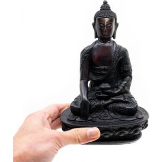 👉 Zittende Boeddha zwarte polyresin - afwerking (18 cm) 7448123285271