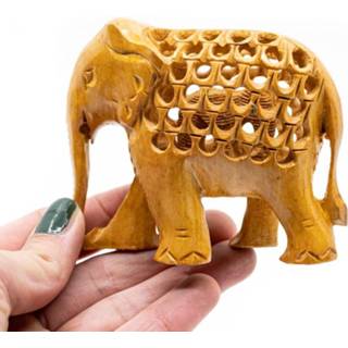 👉 Olifanten beeldje hout houten baby's Olifant Beeld met Baby (8 cm) 7448126993920 8851109101035