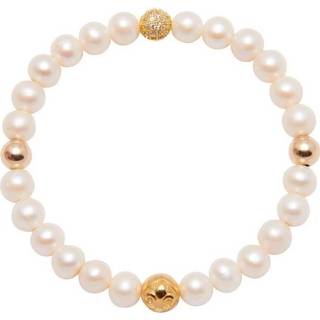 👉 Polsband goud l vrouwen wit Women's Wristband with Pearl and Gold