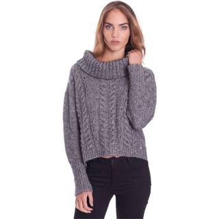 👉 Sweater s vrouwen grijs High Neck Lurex Cable 8051735844829