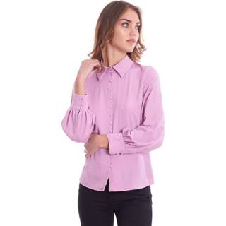 👉 Shirt lange mouw vrouwen roze Luckylu Long Sleeve With Buttons