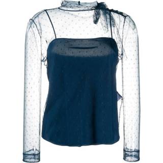 👉 Vrouwen blauw Point d'esprit tulle top