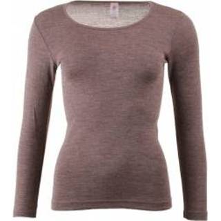 👉 Engel - Women's Unterhemd L/S - Merino-ondergoed maat 46/48, grijs/zwart/bruin
