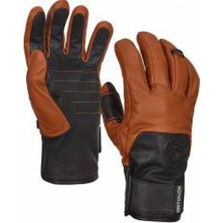 👉 Glove mannen s bruin zwart leather Ortovox - Swisswool Handschoenen maat S, zwart/bruin 4251422536714