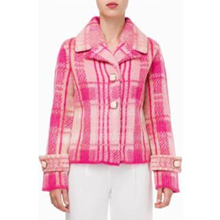 👉 Vrouwen roze Tartan motif jacket
