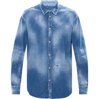 👉 Denim shirt male blauw Raw edge