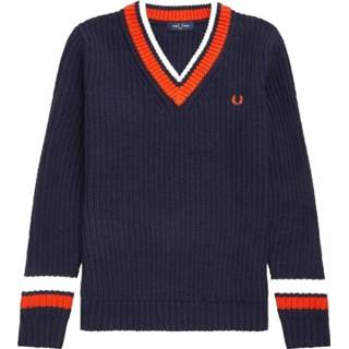 👉 Sweater m male blauw Bold Tipped V-Neck