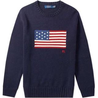 👉 Sweatshirt m male blauw Flag Intarsia Knit