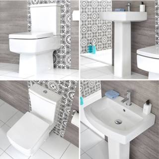 👉 Duoblok Toilet en Wastafel 60cm met Zuil Wit | Exton