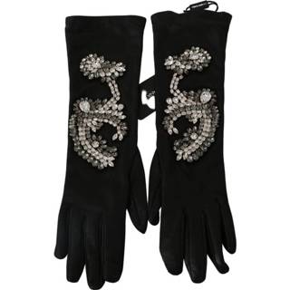 👉 Glove leather XS vrouwen zwart Lamb Skin Crystal Gloves 8056305924932