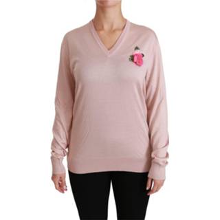 👉 Pullover vrouwen roze Floral Embellished Sweater