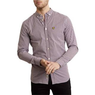 👉 Shirt XL male paars Slim Fit Gingham