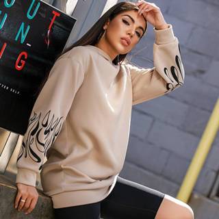👉 Sweatshirt polyester kaki Casual Vuur