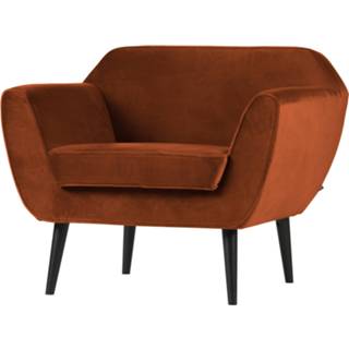 👉 Fauteuil velvet roestbruin WOOOD 'Rocco' Velvet, kleur Roest 8714713113651