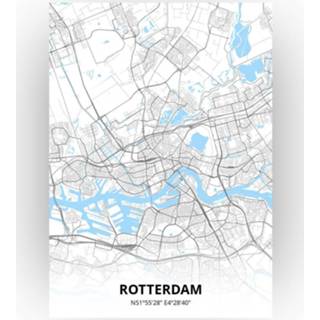 👉 Poster papier zwart Rotterdam Plattegrond - A4 Standaard stijl