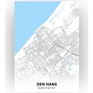 👉 Poster papier zwart Den Haag Plattegrond - A4 Standaard stijl