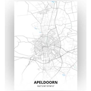 👉 Poster papier zwart Apeldoorn Plattegrond - A4 Standaard stijl