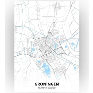 👉 Poster papier zwart Groningen Plattegrond - A4 Standaard stijl