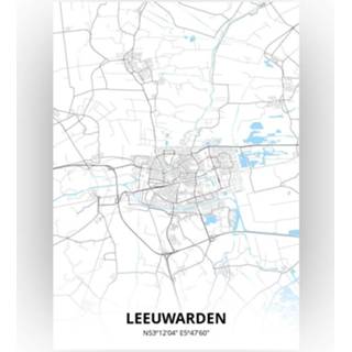 👉 Poster papier zwart Leeuwarden Plattegrond - A4 Standaard stijl