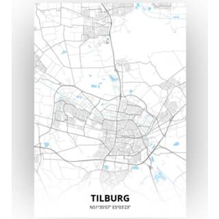 👉 Poster papier zwart Tilburg Plattegrond - A4 Standaard stijl