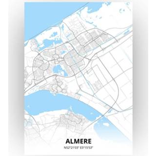 👉 Poster papier zwart Almere Plattegrond - A4 Standaard stijl