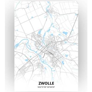 👉 Poster papier zwart Zwolle Plattegrond - A4 Standaard stijl