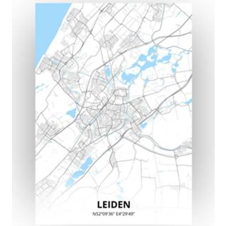 👉 Poster papier zwart Leiden Plattegrond - A4 Standaard stijl
