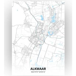 👉 Poster papier zwart Alkmaar Plattegrond - A4 Standaard stijl