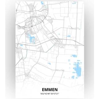 👉 Poster papier zwart Emmen Plattegrond - A4 Standaard stijl